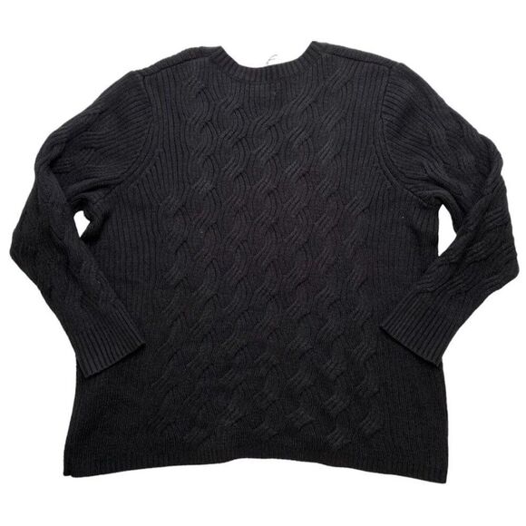 Calvin Klein Cable Knit Sweater‎ Women's 2X Black Plus Size V-Neck Soft NEW - Picture 3 of 7